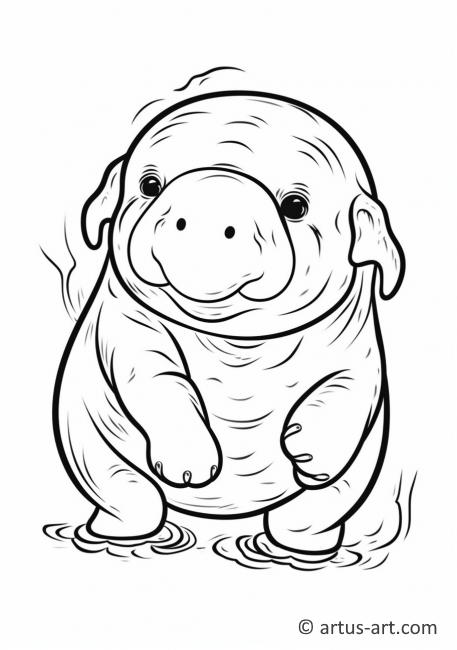 Cute Manatee Coloring Page For Kids